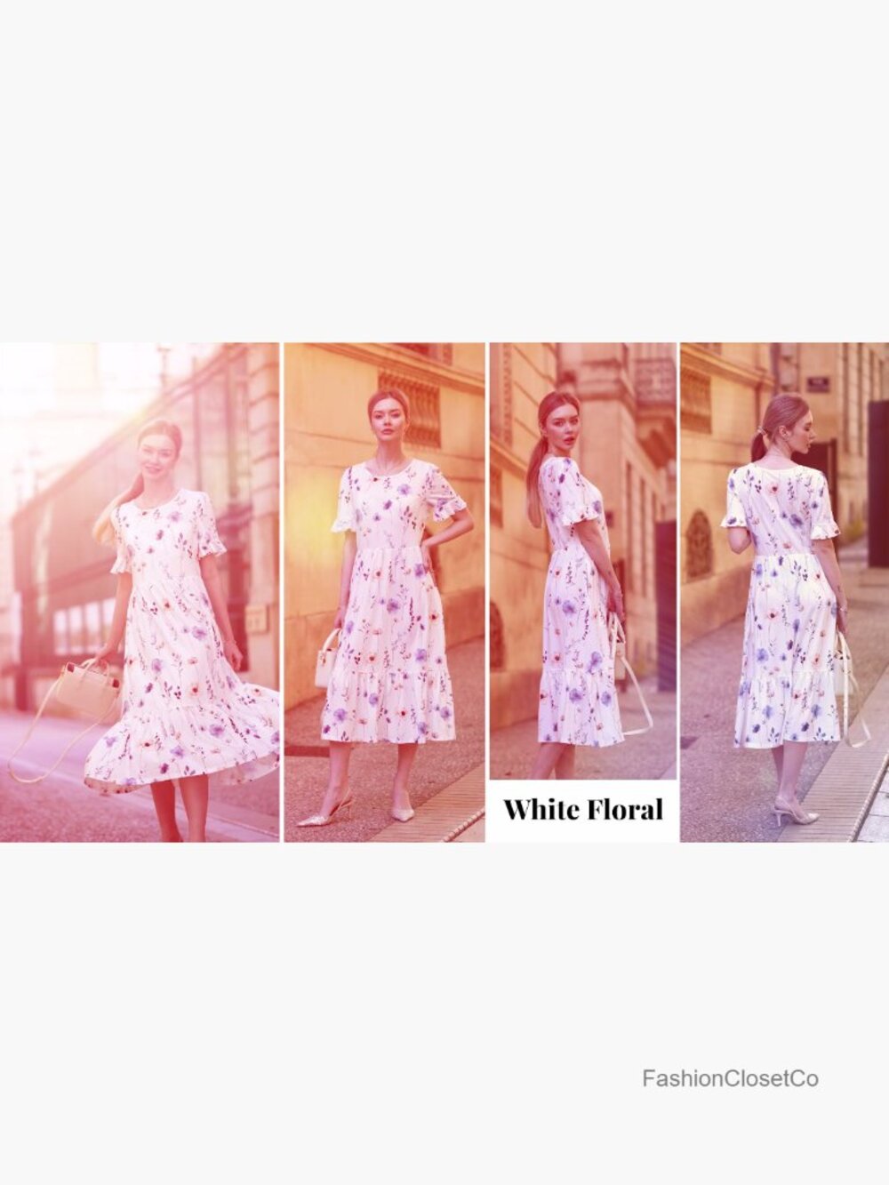 Flowy Midi Sundress with Ruffle Short Sleeves and Pockets - Picture 7 of 7